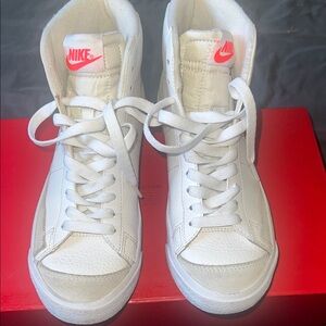 Nike Women's High-Top Sneakers - Cream and Red